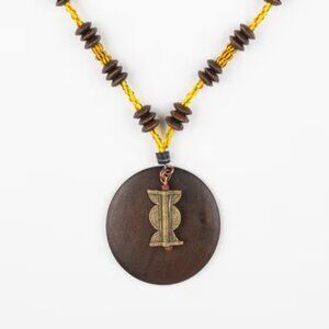 Handmade African Trade Bead and Wood Necklace